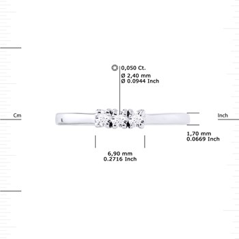 Bague TRILOGIE Diamants 0,15 Cts Serti Griffes Or Blanc 18 Carats