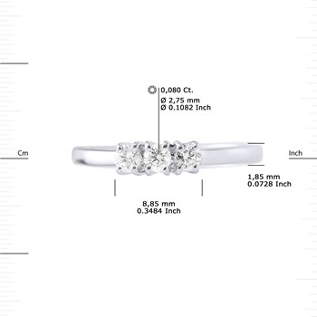 Bague TRILOGIE Diamants 0,24 Cts Serti Griffes Or Blanc 18 Carats