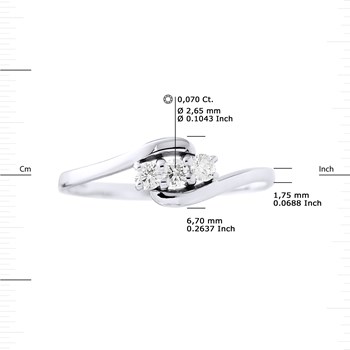 Bague TRILOGIE Diamants 0,21 Cts Serti Griffes Or Blanc 18 Carats