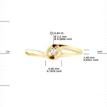 Solitaire Diamant 0,040 Cts Or Jaune 18 Carats
