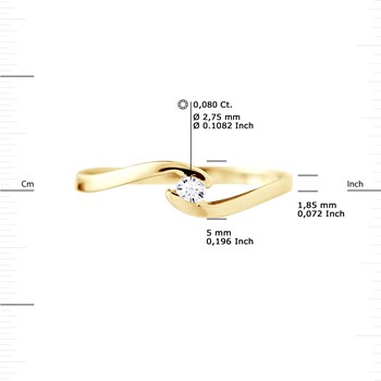 Solitaire Diamant 0,080 Cts Or Jaune 18 Carats