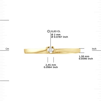 Solitaire Diamant 0,030 Cts 4 Griffes Or Jaune 18 Carats