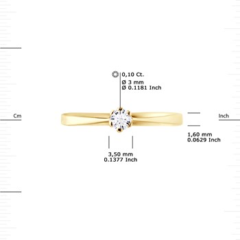 Solitaire Diamant 0,10 Cts 4 Griffes Or Jaune 18 Carats