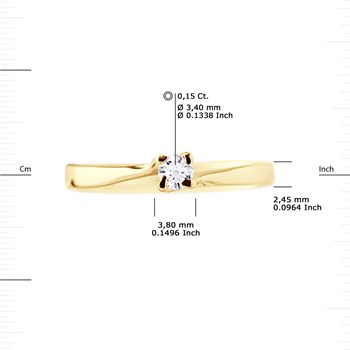 Solitaire Diamant 0,15 Cts 4 Griffes Or Jaune 18 Carats