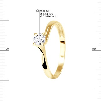Solitaire Diamant 0,25 Cts 4 Griffes Or Blanc 18 Carats
