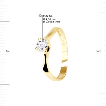 Solitaire Diamant 0,30 Cts 4 Griffes Or Jaune 18 Carats