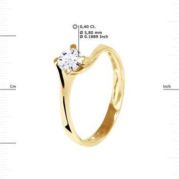 Solitaire Diamant 0,40 Cts 4 Griffes Or Jaune 18 Carats