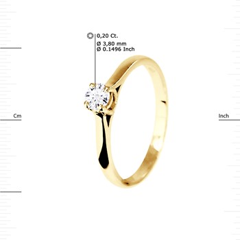 Solitaire Diamant 0,20 Cts 4 Griffes Or Jaune 18 Carats