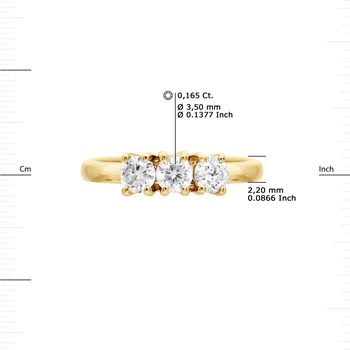 Bague TRILOGIE Diamants 0,50 Cts Serti Griffes Or Jaune 18 Carats