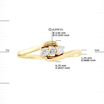 Bague TRILOGIE Diamants 0,21 Cts Serti Griffes Or Jaune 18 Carats