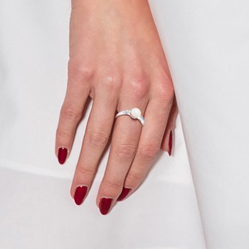 Bague jonc massif - Perle de culture d'eau douce - Argent 925