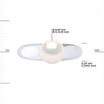 Bague Jonc Bombé Perle d'Eau Douce Ronde 8-9 mm Blanche Argent 925