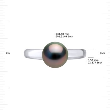 Bague Jonc moderne Perle de TAHITI Ronde 8-9 mm Argent 925