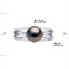 Bague Jonc MODERNE Perle de TAHITI Ronde 9-10 mm Argent 925 - vue V3