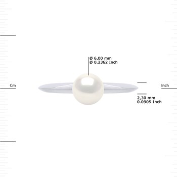 Bague Jonc Perle d'Eau Douce Ronde 6-7 mm Or Blanc