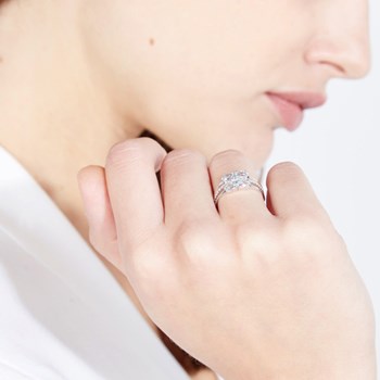 Bague 'Cayuga Topaze' Or blanc et Diamants