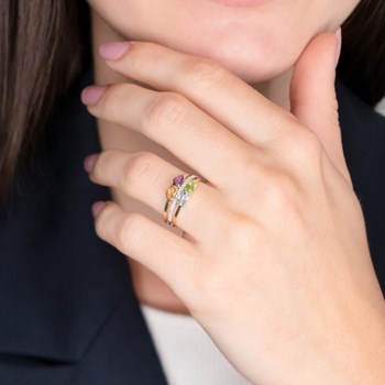 Bague ' Fanny' Or jaune et Multipierres