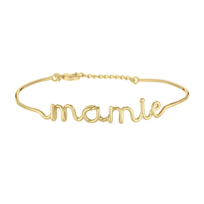 'MAMIE' bracelet jonc en fil lettering doré à message