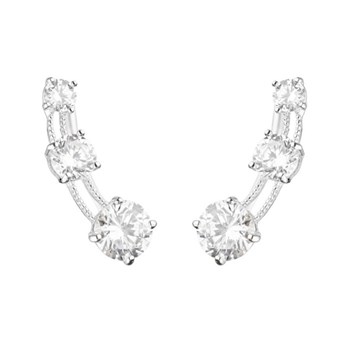 Boucles d'oreilles grimpantes or blanc et oxydes de zirconium 'Trio de Pierre'