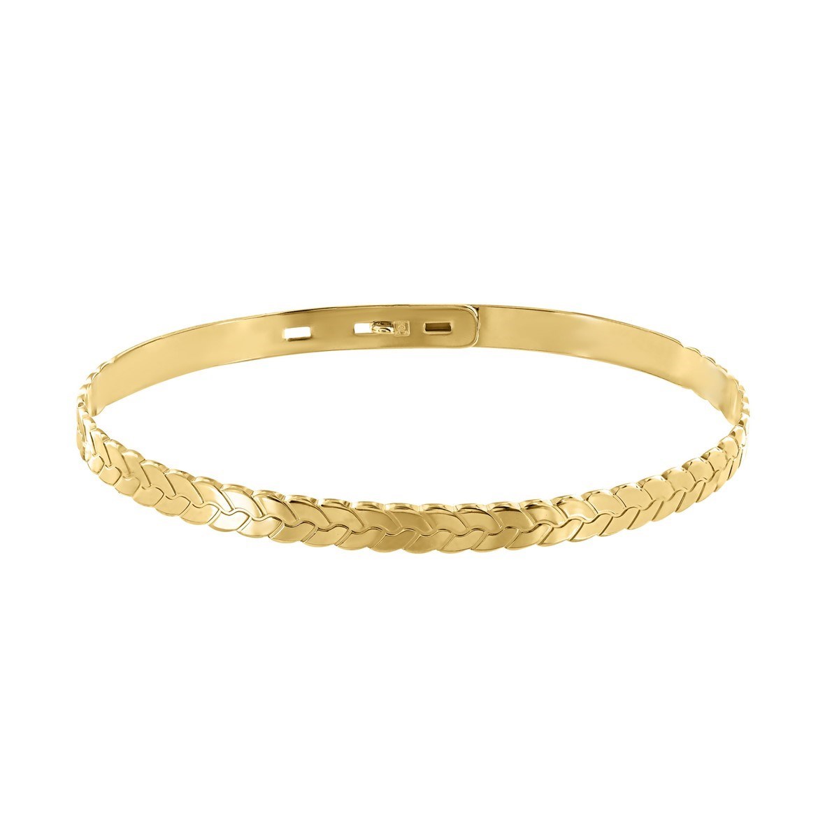 Jonc Plaqu Or Jaune Tress E Femme Bracelet Rigide Maty