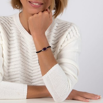 Bracelet ADEN Pierres fines Améthyste Argent massif cordon réglable