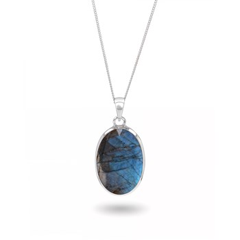 Pendentif Calypso Labradorite et Argent 925 | ADEN Design Ovale | Pierre Fine