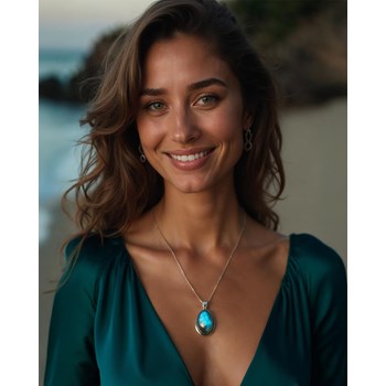 Pendentif Calypso Labradorite et Argent 925 | ADEN Design Ovale | Pierre Fine
