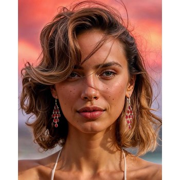 Kroonluchter Oorbellen in Rood Koraal op 925 Sterling Zilver | Collectie ADEN