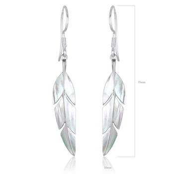 Bijoux de créateurs en argent, des boucles d'oreille-Nacre Blanche-feuilles de bananier-Femme-Blanc-disponible en parure avec le pendentif assorti