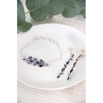 925 Sterling Silver Drop Earrings in Mother-of-Pearl Abalone | Boutique Aden