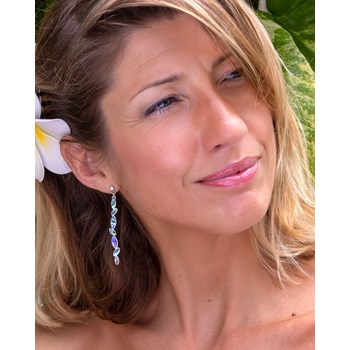 925 Sterling Silver Drop Earrings in Mother-of-Pearl Abalone | Boutique Aden