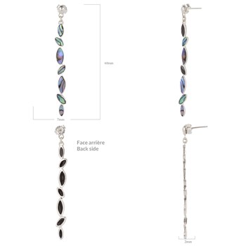 925 Sterling Silver Drop Earrings in Mother-of-Pearl Abalone | Boutique Aden