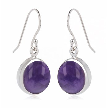 Boucles d'Oreilles Iris Améthyste et Argent 925 | ADEN Design Rond | Bijou Élégant