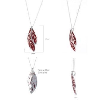 Pendentif Feuille en Corail Rouge sur Argent 925 | Boutique ADEN