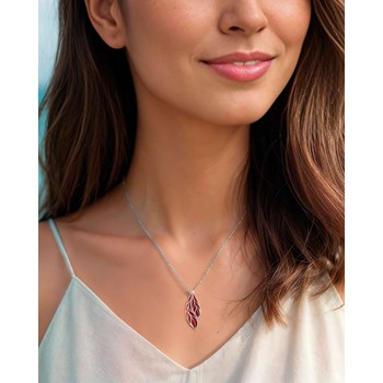 Pendentif Feuille en Corail Rouge sur Argent 925 | Boutique ADEN