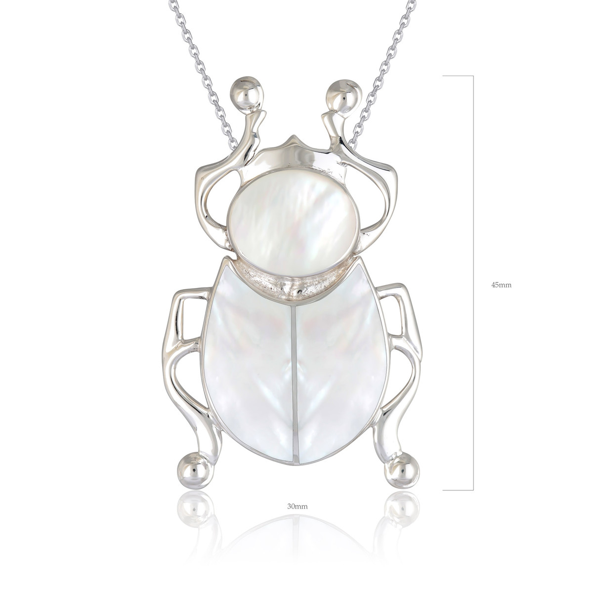 Bijoux-pendentif-figurine scarabée-Nacre blanche-argent 925 000ème-000-Unisex-Blanc - vue 4