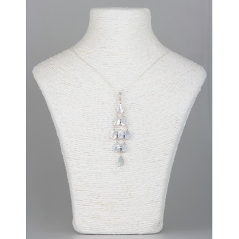 Pendentif Chandelier gouttes de nacre blanche serties d' argent
