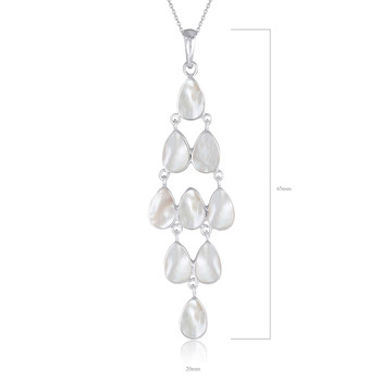 Pendentif Chandelier gouttes de nacre blanche serties d' argent