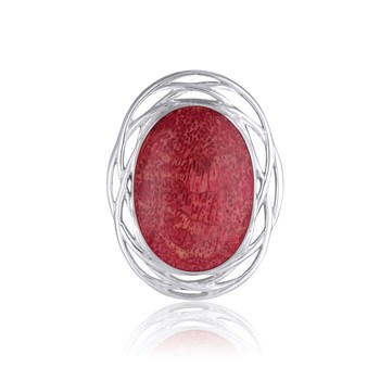 Bague cabochon corail ovale Nid d'argent | Aden Boutique