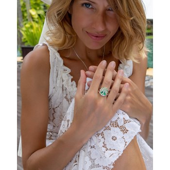 Bague Nacre Abalone et Arbre de Vie en Argent Massif 925 - Aden Bijoux