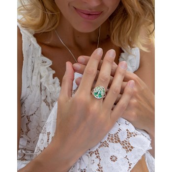 Bague Nacre Abalone et Arbre de Vie en Argent Massif 925 - Aden Bijoux