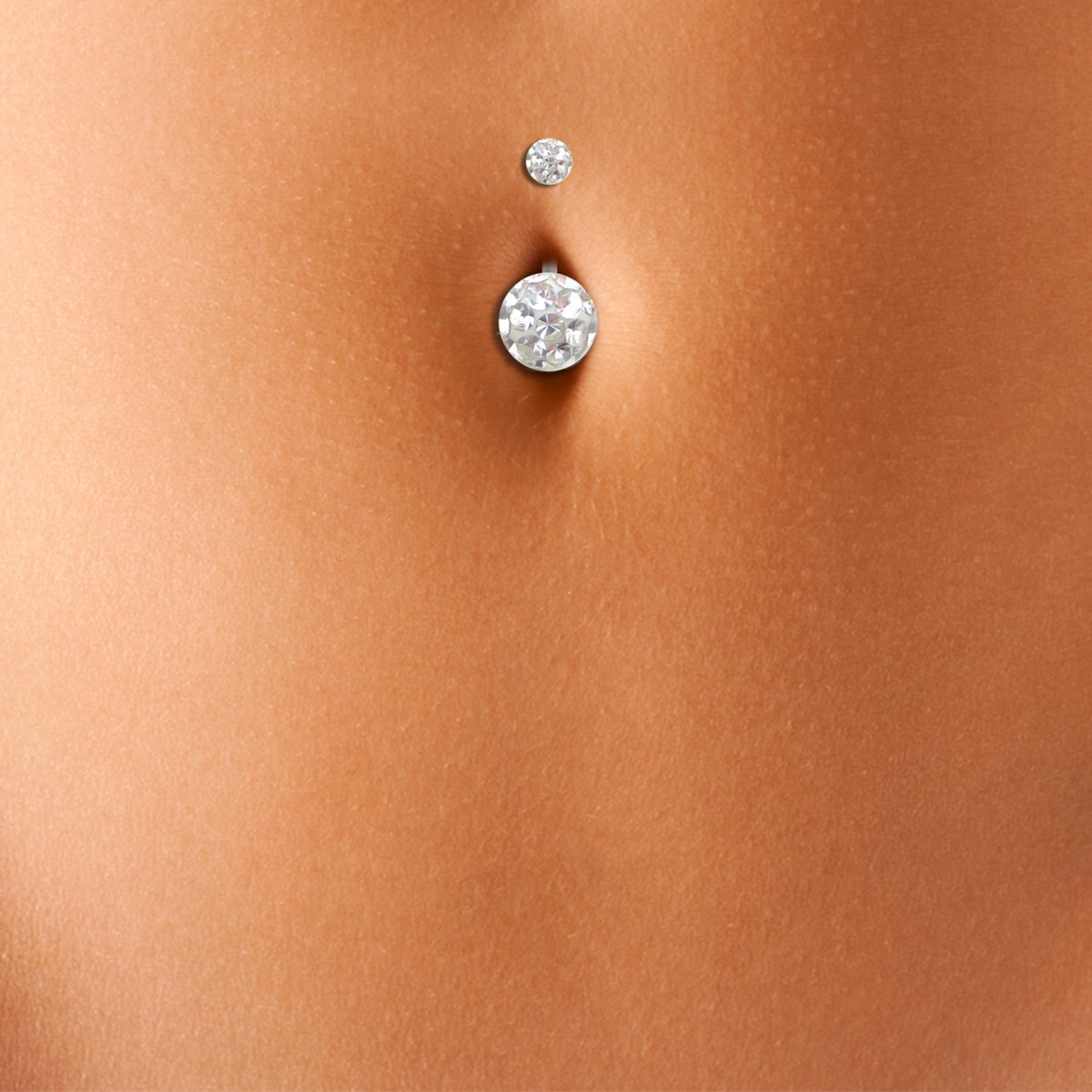 Piercing de nombril en or blanc et cristal de Swarovski bleu clair (petit modèle) - vue 2