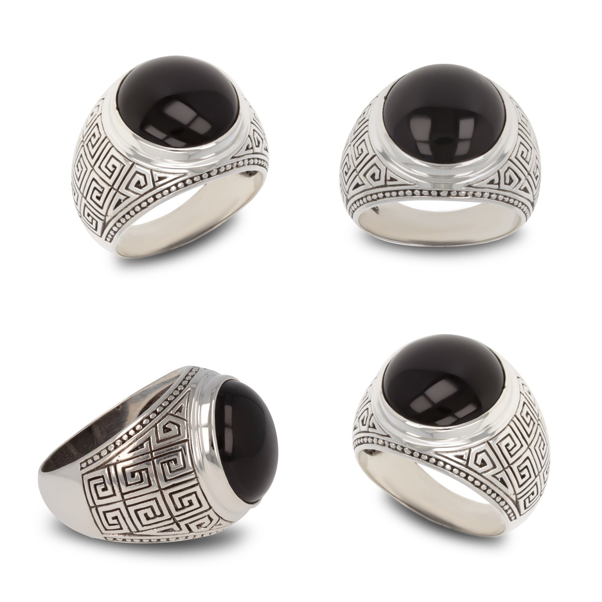 Bague en Argent Vieilli avec Onyx Noir - Cadeau Masculin Par Excellence | Aden - vue 3