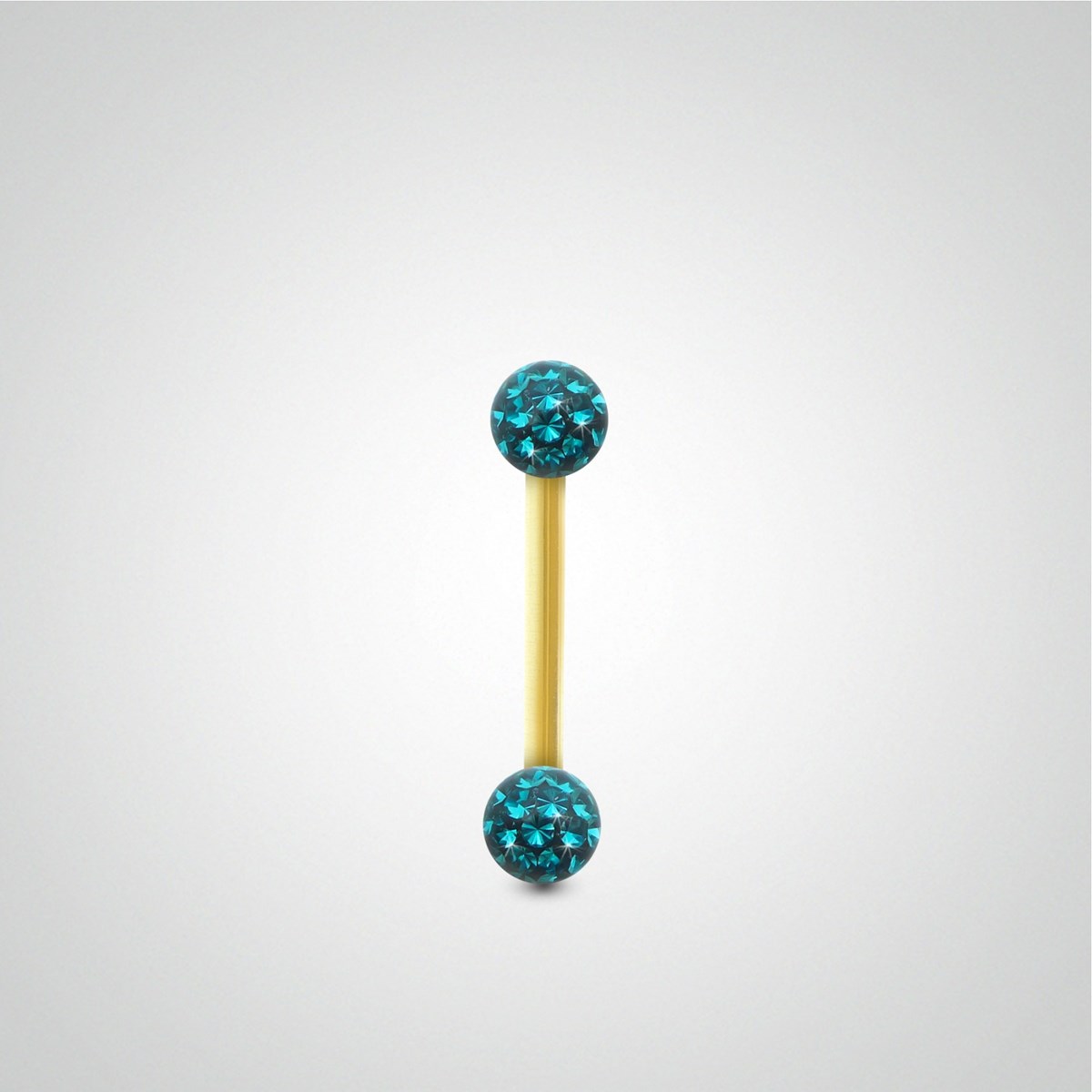 Piercing hélix barre or jaune avec boule en cristal de Swarovski turquoise