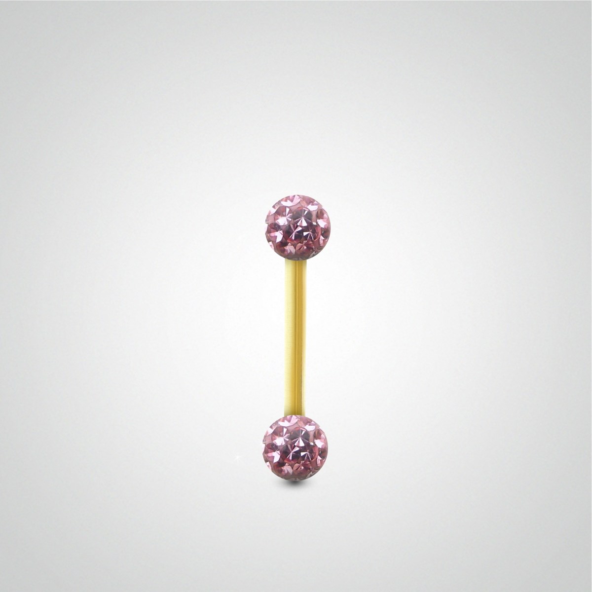 Piercing hélix barre or jaune avec boule en cristal de Swarovski rose