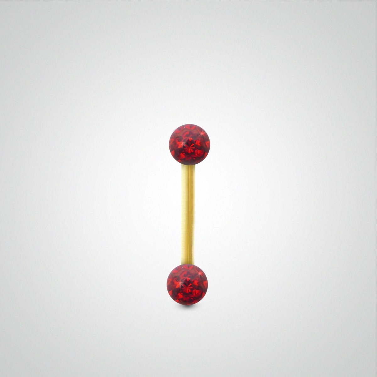 Piercing hélix barre or jaune avec boule en cristal de Swarovski rouge