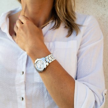 Montre Femme LOUISE PEARL Ornée de Cristaux Swarovski bracelet Acier Argenté