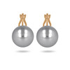 Boucles d'oreille plaqué or clip avec perle d'imitation de Majorque grise 16MM - vue V1
