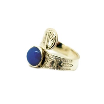 Bague croisée cornaline bleue tradition artisanal