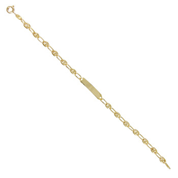 Bracelet Enfant Or Jaune - Gourmette Identité - Maille Grain de Café - Personnalisable